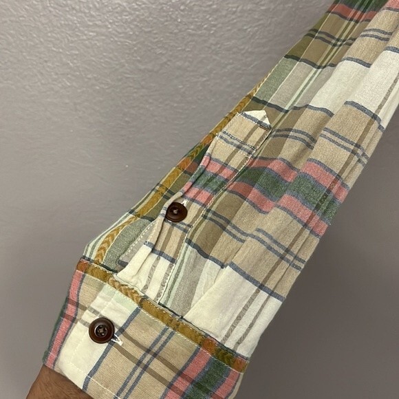 Frye Button Shirt Mens Sz Large Dessert Plaid Aztec Southwest - Picture 3 of 9